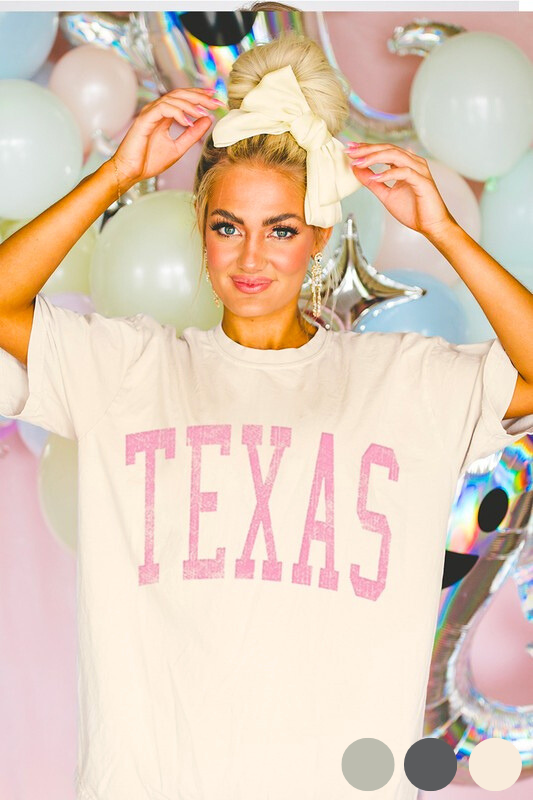 ivory oversized pink texas letter t-shirt