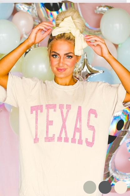 ivory oversized pink texas letter t-shirt