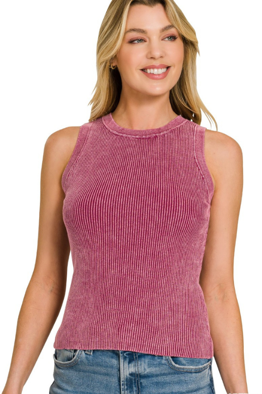 burgundy sleeveless tank top