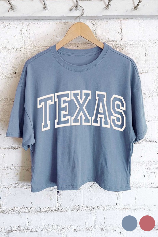 rustee blue long crop texas puff t shirt