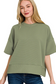 Olive Ribbed Short Sleeve Boxy Top