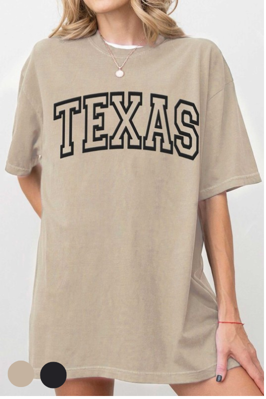 tan brown oversized Texas puff graphic tee shirt