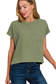 zenana olive green short sleeve pocket top