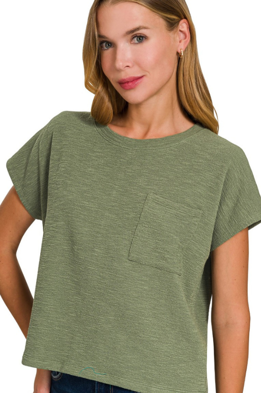 green short sleeve cropped top