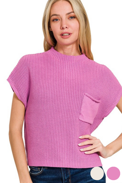 Knit Short Sleeve Pocket Top