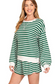 zenana green striped long sleeve lounge set