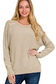 zenana beige long sleeve knit sweater