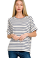 cream and navy striped short sleeve top