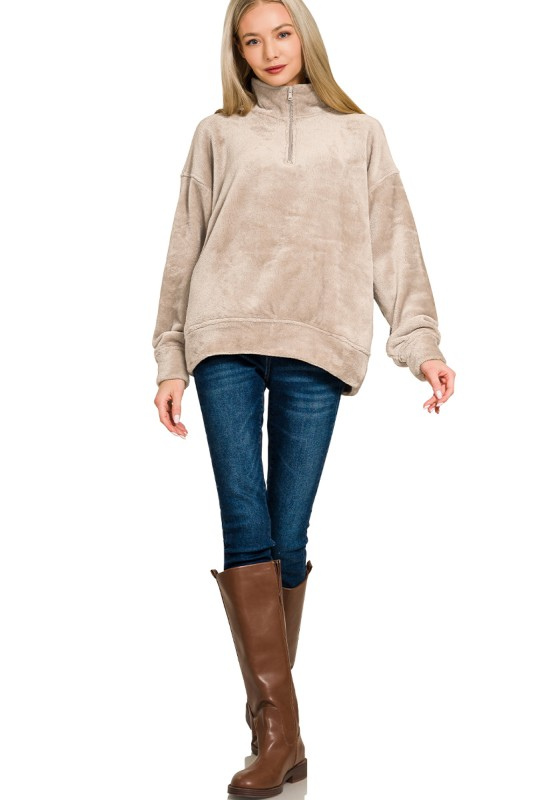 brown fuzzy long sleeve jacket