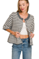 zenana grey striped short sleeve sweater top