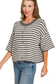 grey and cream striped knit top