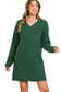 zenana green long sleeve sweater dress