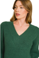 green v neck knit long sleeve sweater dress
