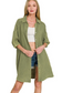 zenana olive gauze quarter length sleeve button shirt