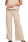 zenana beige ribbed elastic waist pocket pants