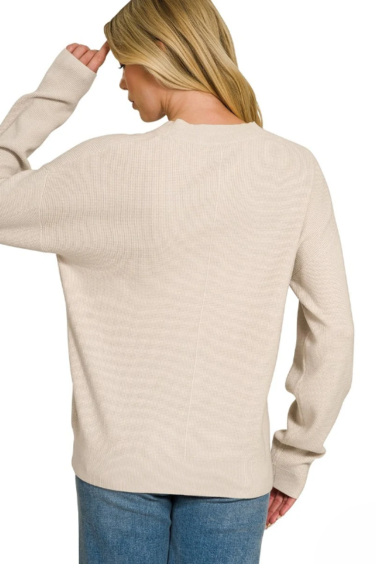 beige knit button cardigan