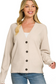zenana beige ribbed knit button down cardigan
