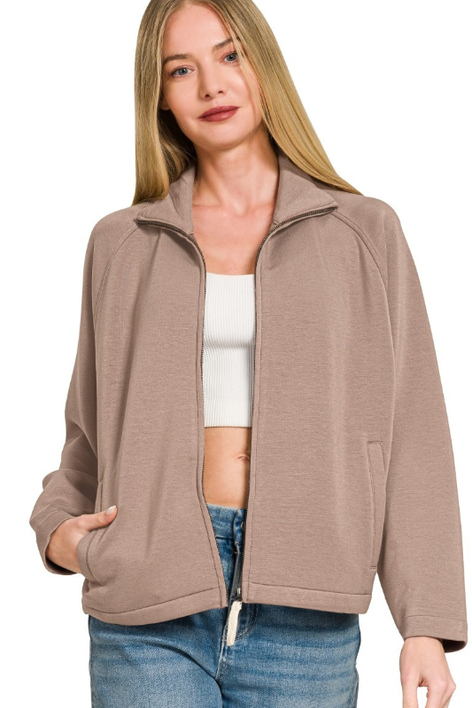 zenana brown zip up jacket