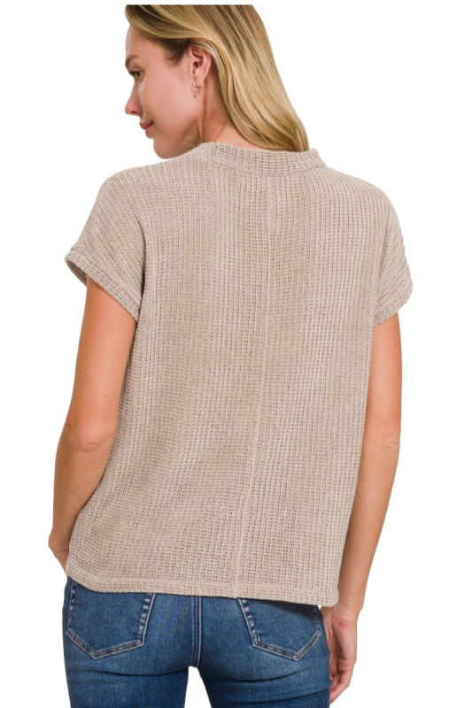 light brown chenille short sleeve top