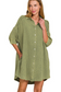 zenana green button down quarter length sleeve dress