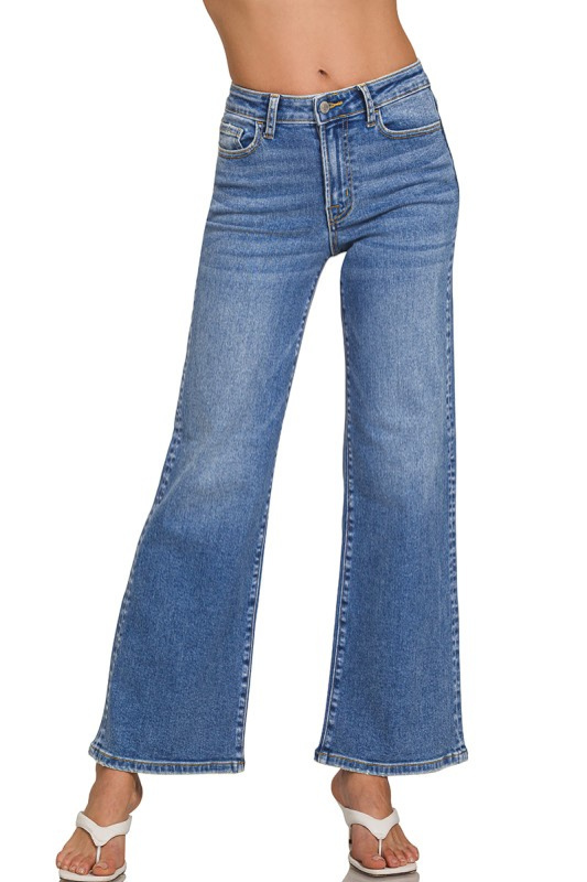 zenana medium wash wide leg jeans
