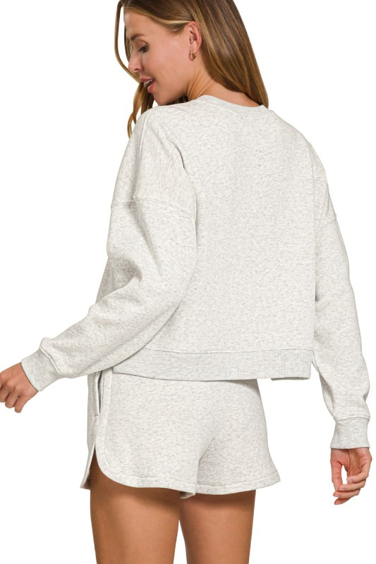 zenana heather grey sweatshirt set