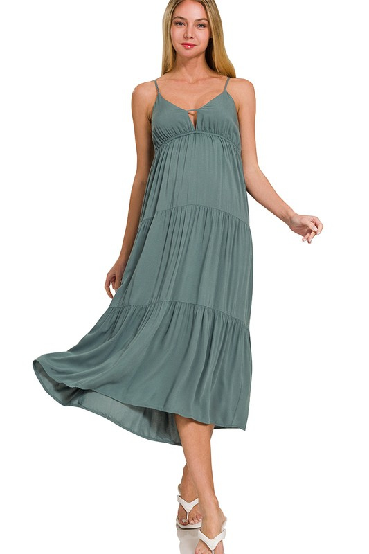 Jade Sleeveless Tiered Midi Dress