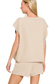 beige knit boxy short sleeve top