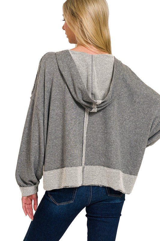 zenana grey hoodie top