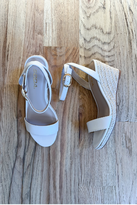 cream wedge heel