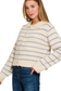 zenana long sleeve striped knit button sweater