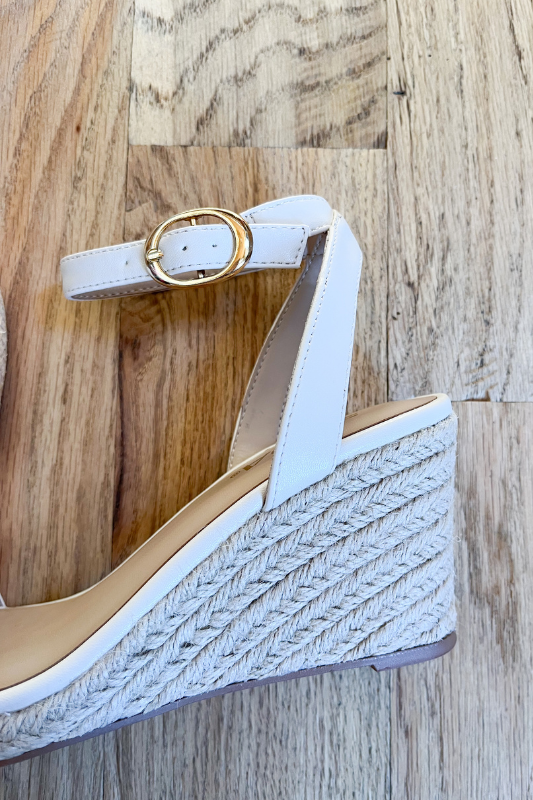cream braided wedge heel
