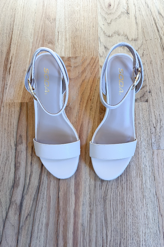 cream faux leather wedge heel