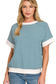 zenana teal striped short sleeve top