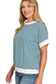 teal striped short sleeve top