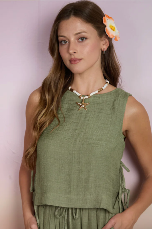 olive green boxy tank top