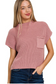zenana mauve short sleeve knit pocket top