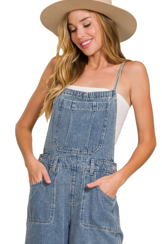 wide leg pocket overalls