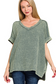 zenana jade green v neck gauze oversized top