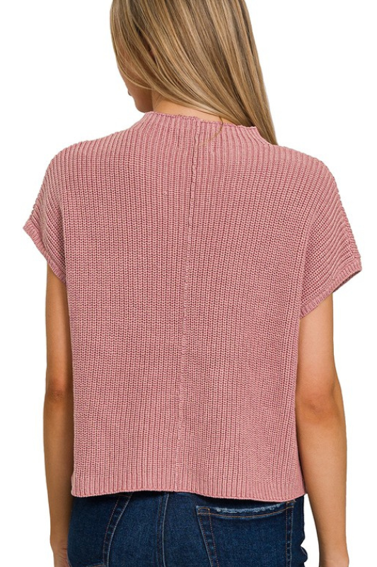 pink short sleeve knit top