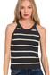 zenana black and cream striped racerback tank top