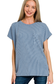 zenana blue short sleeve ribbed pocket top
