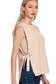 zenana oatmeal sleeveless bow sweater
