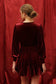 burgundy long sleeve fit and flare velvet dress