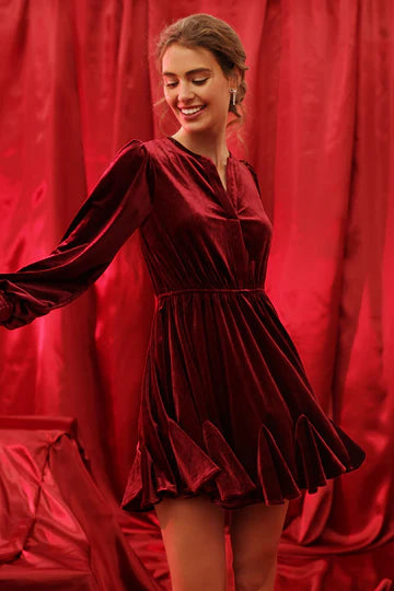 Red velvet dress short sales