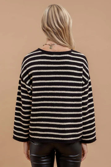 black striped loose knit sweater