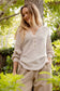 cream soft ribbed button long sleeve top