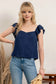 navy blue ruffle sleeve tank