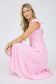 blu pepper pink ruffle sleeve midi dress