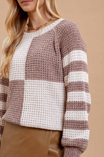 soft chenille striped sweater